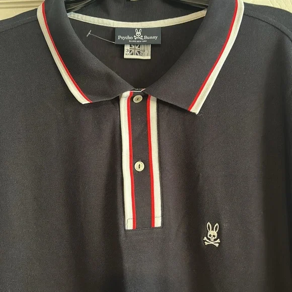 🌺Psycho Bunny Black and Red Polo Shirt Classic Design - Picture 2 of 7